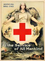 War Poster Red Cross Roll Call Service Of All Mankind