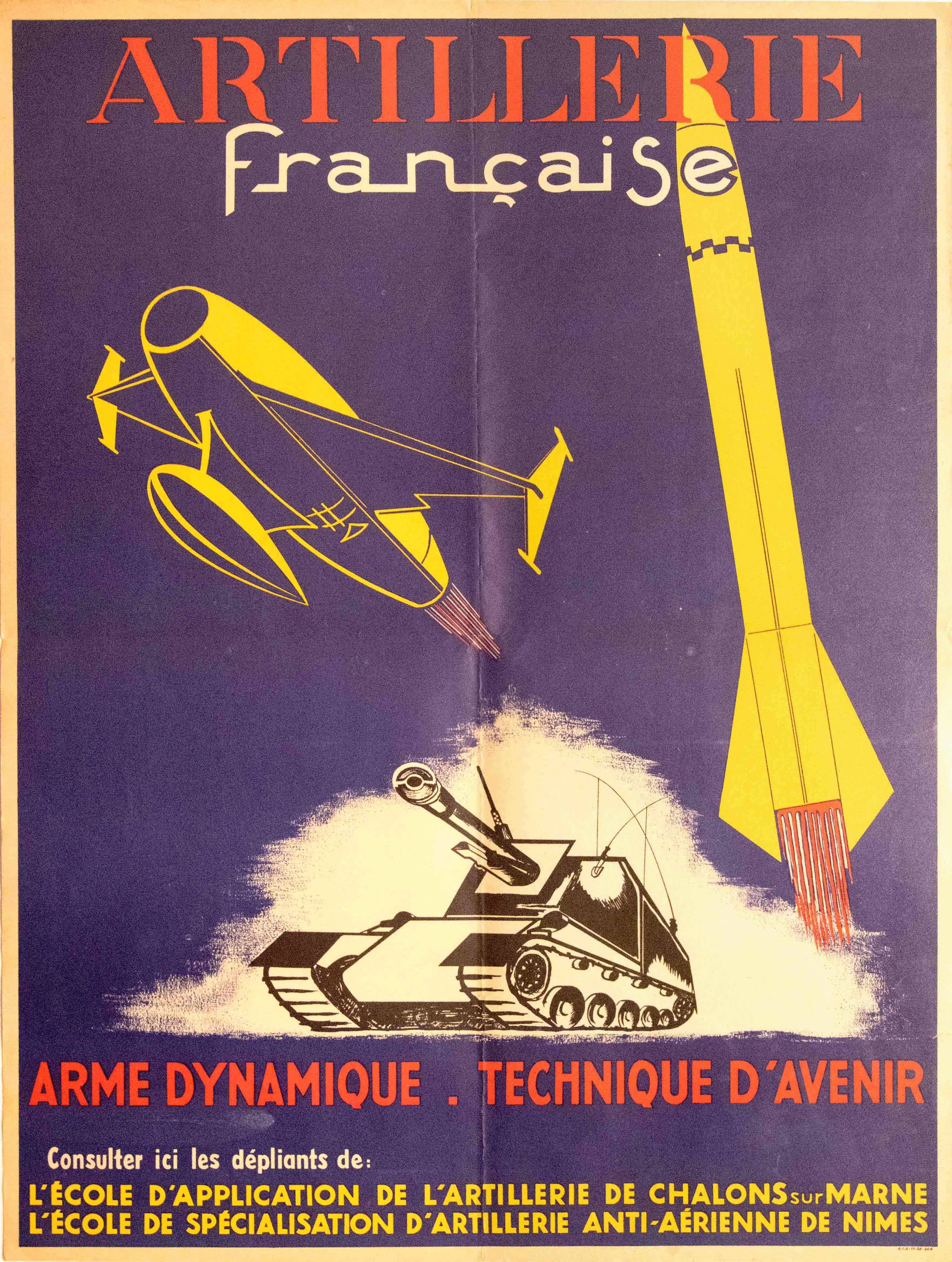 Propaganda Poster Artillerie Francais France Rocket Tank Dynamic Army