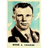 Propaganda Poster Cosmonaut Yuri Gagarin USSR Soviet Space Travel