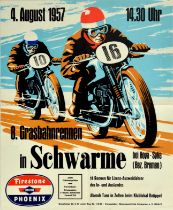 Sport Poster Grass Track Motorcyle Race Schwarme Grasbahnrennen