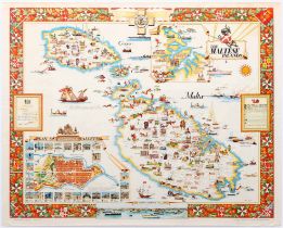 Travel Poster Malta Maltese Islands Illustrated Map
