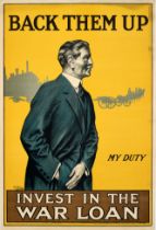 War Poster Back Them Up War Loan WWI My Duty