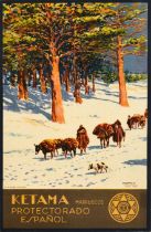 Travel Poster Ketama Espanol Snow Spanish Morocco Bertuchi Colonial Africa