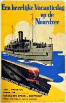 Travel Poster North Sea Summer Holiday Train Ship Art Deco