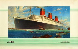 Travel Poster Cunard White Star RMS Queen Mary