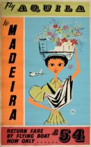 Travel Poster Fly Aquila Airlines Madeira Flying Boat