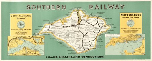 Travel Poster Southern Railway Isle Of Wight Island Map