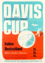 Sport Poster Davis Cup Tennis 1951 Italy Germany