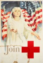 War Poster Red Cross Join WWI American Flag