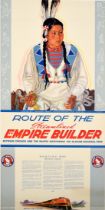 Travel Poster Empire Builder Route Chicago Pacific Northwest Railway Dancing Boy Blackfeet Reservati