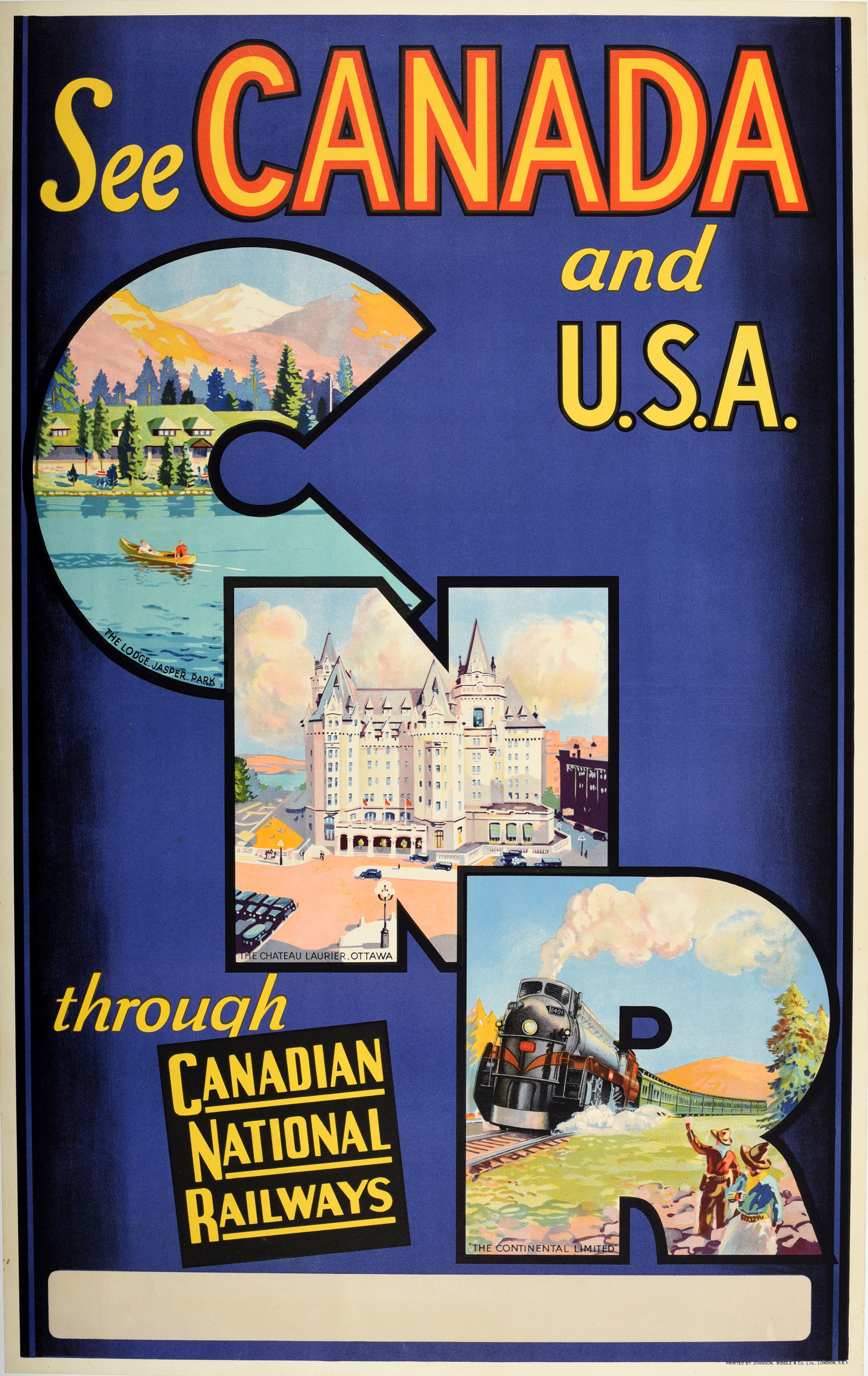 Travel Poster Canada USA CNR Canadian National Railways