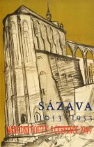 Travel Poster Pilgrimage Sazava Monastery Czechoslovakia