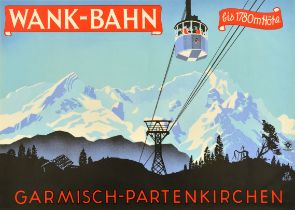 Sport Poster Ski Germany Wankbahn Garmisch Partenkirchen Cable Car Germany