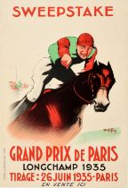 Sport Poster Sweepstake Horse Racing Grand Prix De Paris France Longchamp