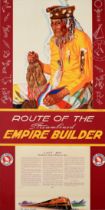 Travel Poster Empire Builder Route Chicago Pacific Northwest Railway Lazy Boy Blackfeet Reservation 