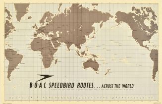 Travel Poster BOAC Airline Speedbird Route Map