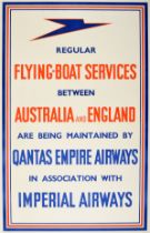 Travel Poster Flying Boat Services Australia England Qantas Imperial Airways
