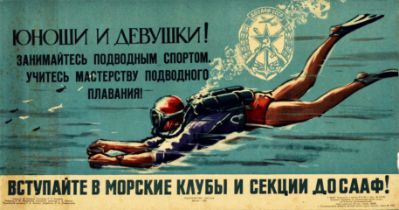 Sport Poster Scuba Diving USSR Underwater Sports