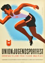 Sport Poster Athletics Rusnning Union Jugendsportfest Youth Festival