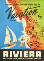 Travel Poster French Riviera US Army Vacation France Cannes Antibes Nice Monaco