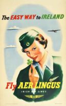 Travel Poster Aer Lingus Airline Stewardess Easy Way To Ireland