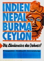 Travel Poster India Nepal Burma Ceylon Cruise