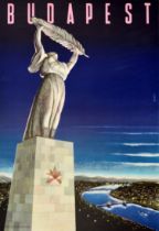 Travel Poster Budapest Hungary Freedom Statue