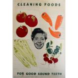 Propaganda Poster Cleaning Foods For Good Sound Teeth