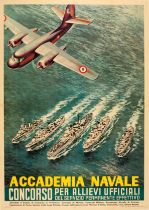 Propaganda Poster Air Force Navy Recruitment Academia Navale Italy Naval Academy