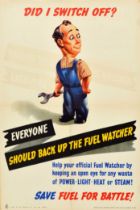 War Poster Back Up The Fuel Watcher WWII UK Home Front