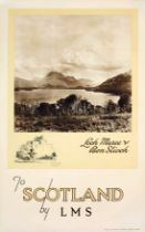 Travel Poster Scotland LMS Railway Loch Maree Ben Slioch Highlands