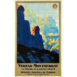 Travel Poster Visitad Montserrat Spain Mountain Abbey