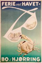 Travel Poster Holiday By The Sea Crab Hjorring Denmark