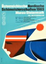Sport Poster Austrian Nordic Ski Championships Midcentury Modern