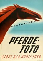 Sport Poster Horse Racing Pferde Toto Austria Midcentury Modern
