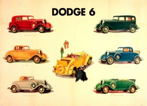 Advertising Poster Dodge 6 Car Models Art Deco Dealer Showroom USA