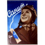 Advertising Poster Sanit Toothpaste Constructivism USSR Female Pilot