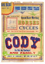 Sport Poster Grand Race Meeting SF Cody France Horses Versus Cycles