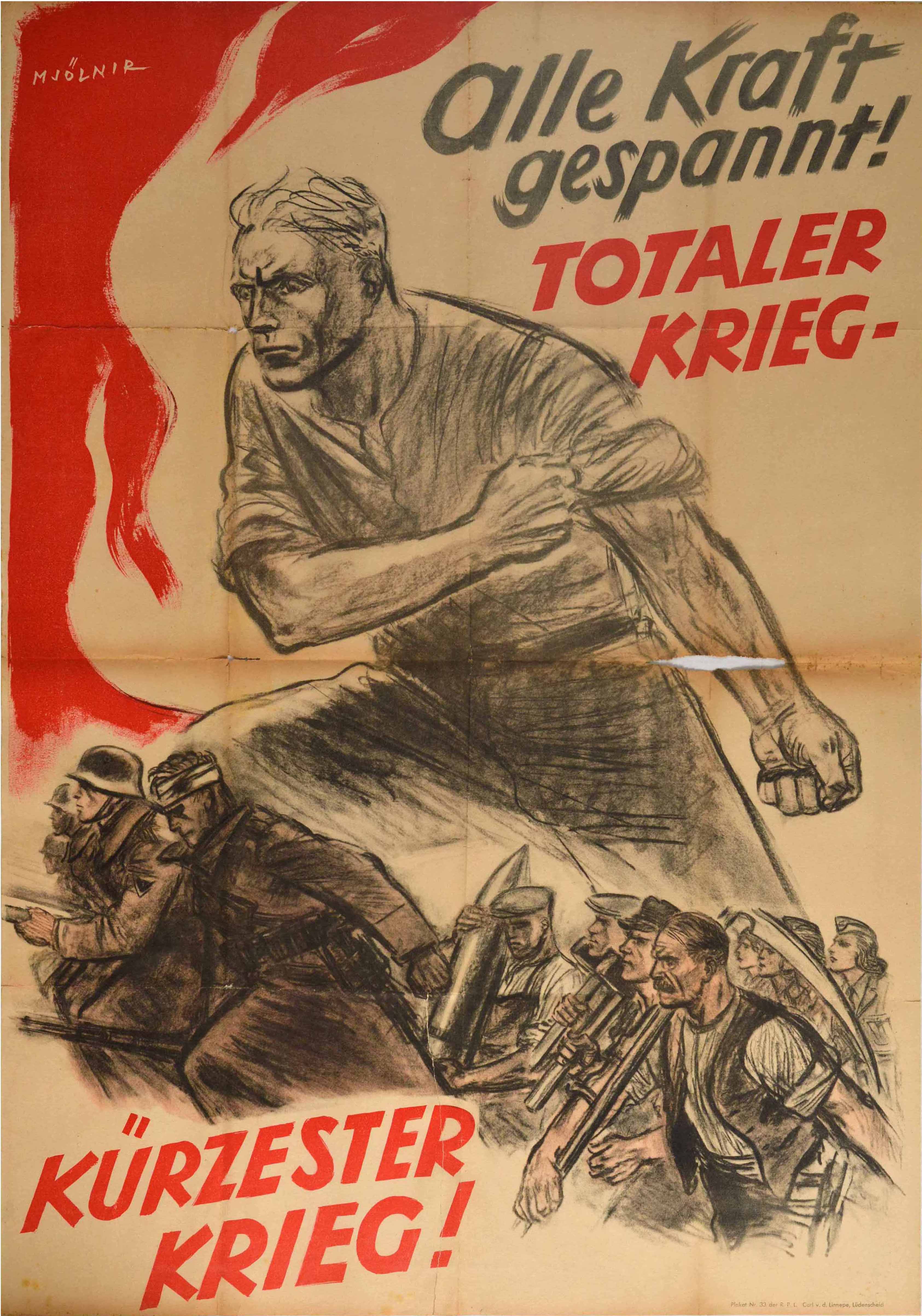 War Poster Totaler Krieg Nazi Germany WWII Soldiers Workers Third Reich