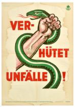 Propaganda Poster Prevent Accidents Snake Health Occupational Safety Verhutet Unfalle