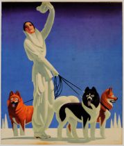 Advertising Poster Pullman Train Luxury Railway Winter Art Deco Husky Dogs