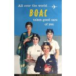 Advertising Poster BOAC Airline Stewardess Takes Good Care of You