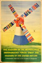 War Poster Dutch Resistance Greet Allied Soldiers WWII