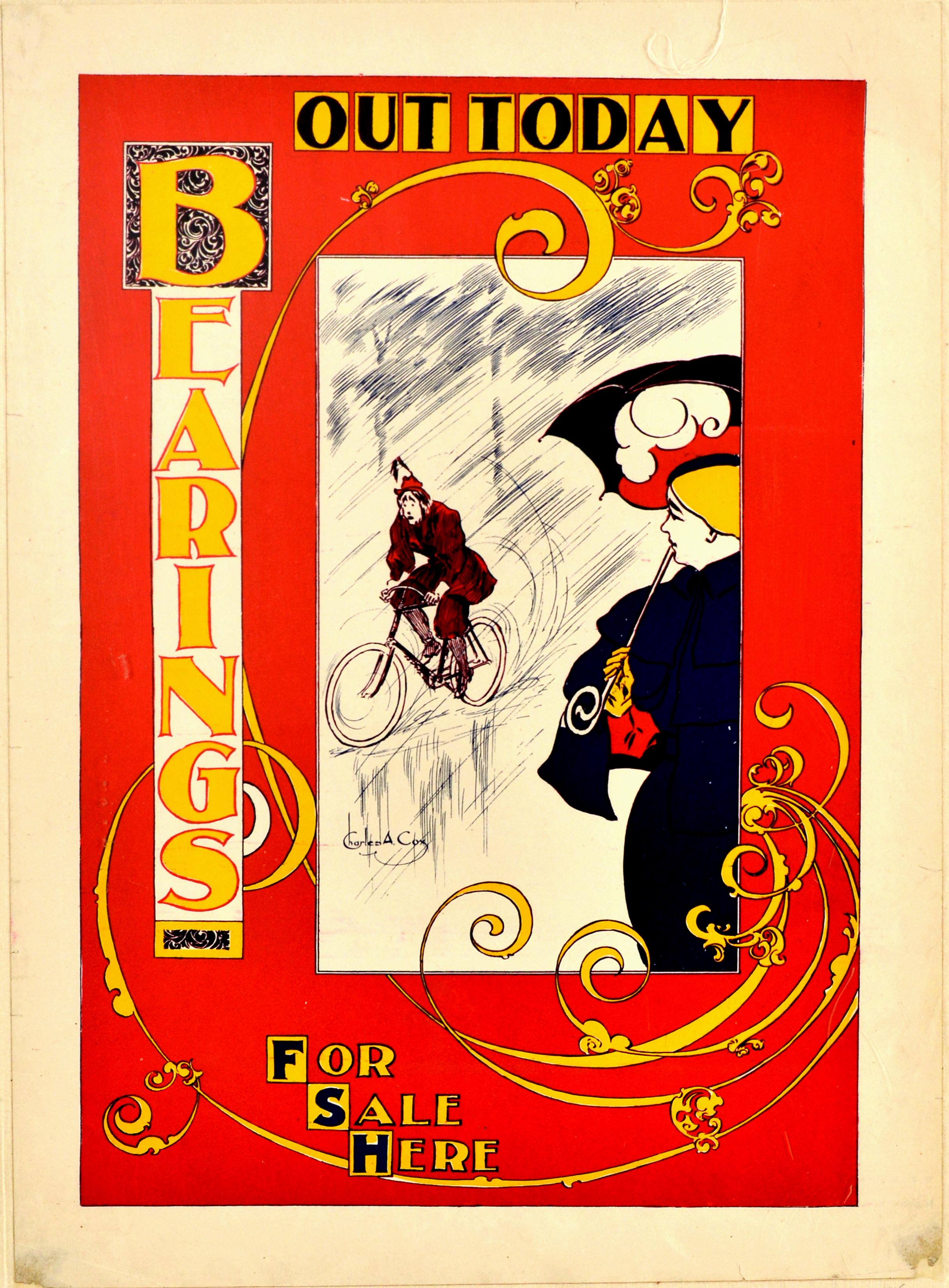 Advertising Poster Bearings American Cycling Magazine Belle Epoque Charles Cox USA