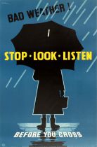 Propaganda Poster Stop Look Listen Road Safety ROSPA UK