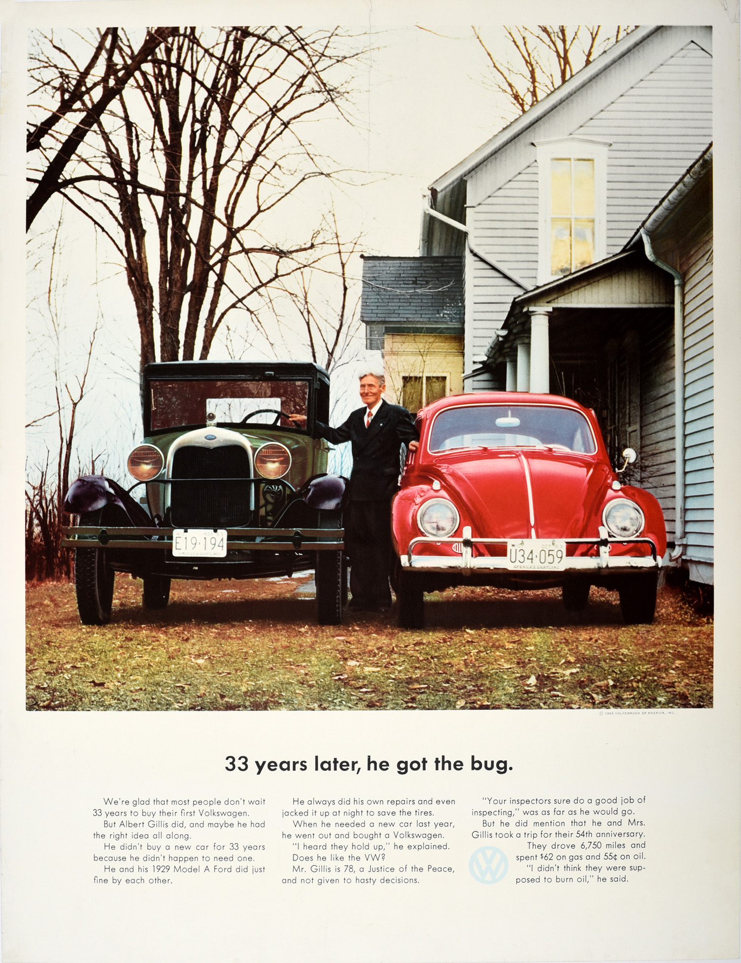 Advertising Poster Volkswagen Beetle Bug Ford A USA
