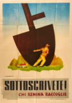 War Poster War Loan Fascist Italy WWII Sottoscrivete