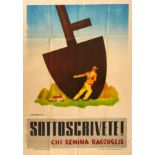 War Poster War Loan Fascist Italy WWII Sottoscrivete