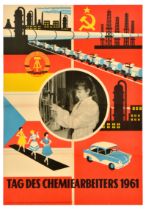 Propaganda Poster Chemical Industry Worker Day DDR USSR Chemiearbeiters