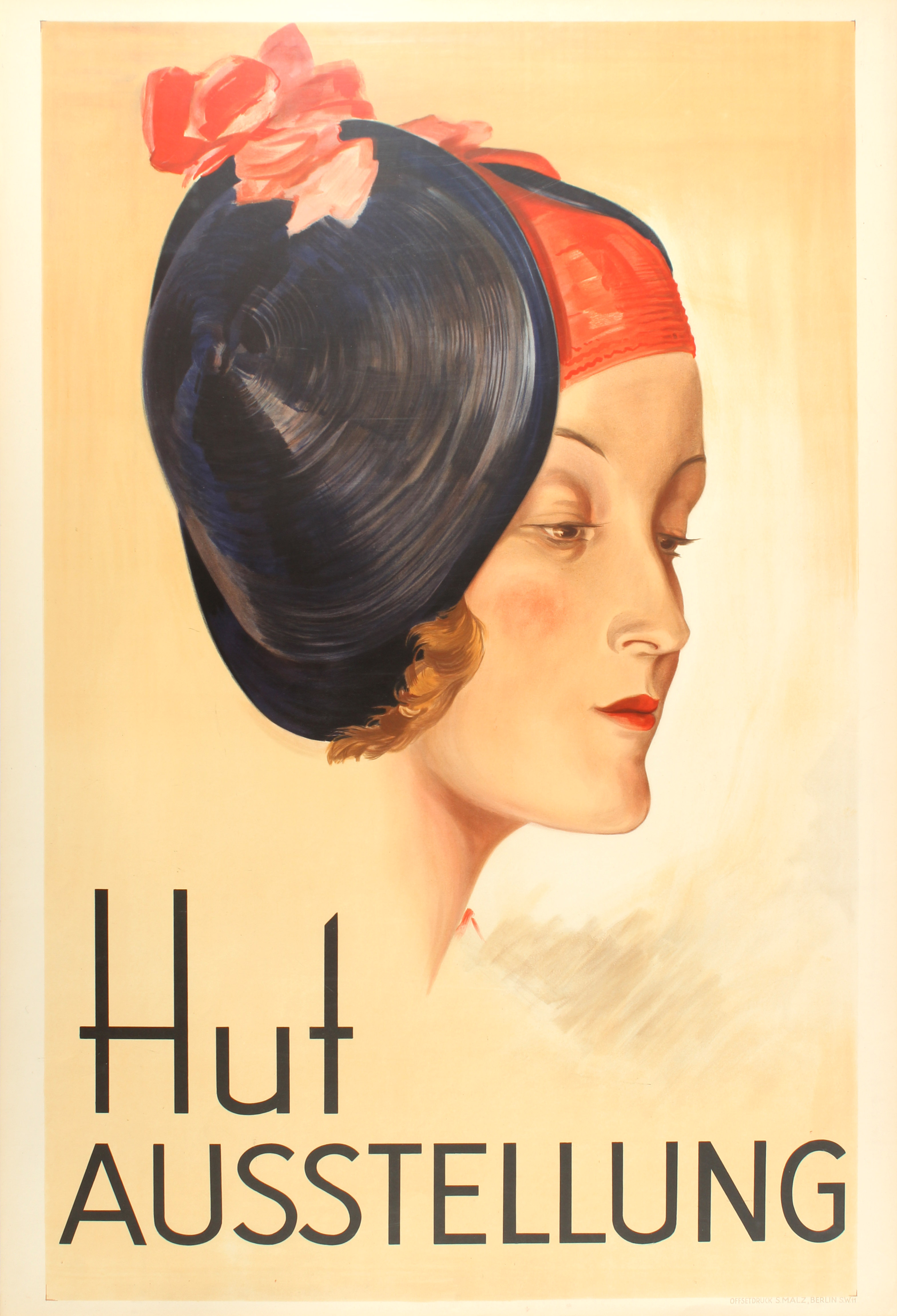 Advertising Poster Hat Exhibition Lady Fashion Art Deco KaDeWe